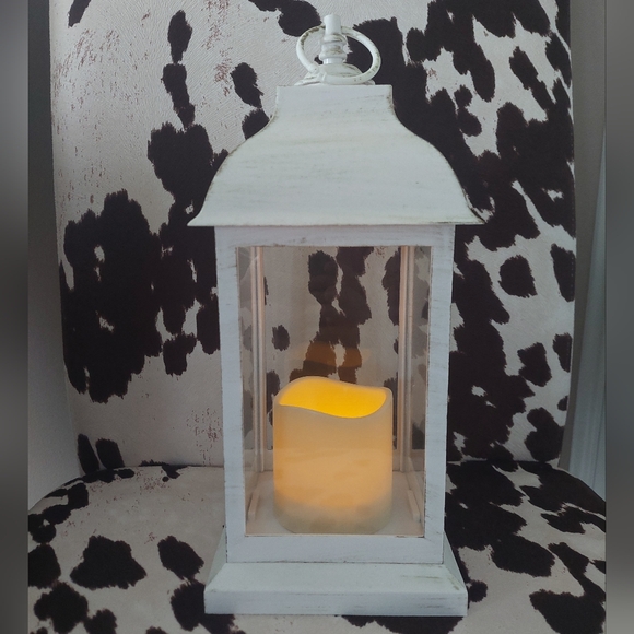 White Lantern with LED Candle - Picture 3 of 8